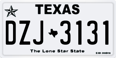 TX license plate DZJ3131