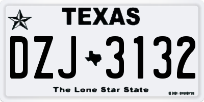 TX license plate DZJ3132
