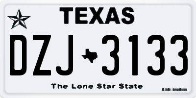 TX license plate DZJ3133