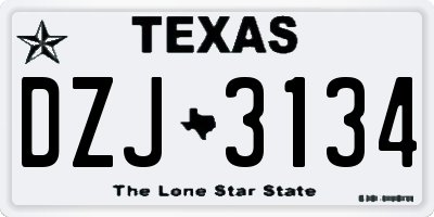 TX license plate DZJ3134