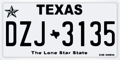 TX license plate DZJ3135