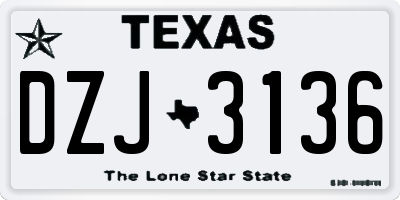 TX license plate DZJ3136