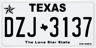 TX license plate DZJ3137