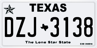 TX license plate DZJ3138