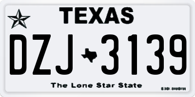 TX license plate DZJ3139
