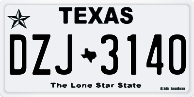 TX license plate DZJ3140