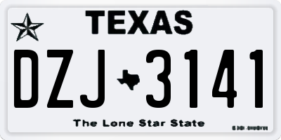 TX license plate DZJ3141