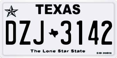 TX license plate DZJ3142