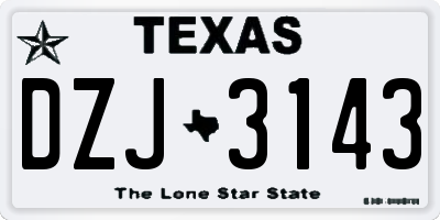 TX license plate DZJ3143