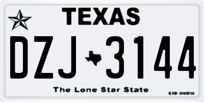 TX license plate DZJ3144