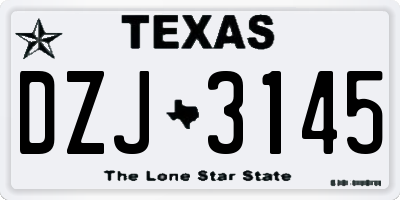 TX license plate DZJ3145