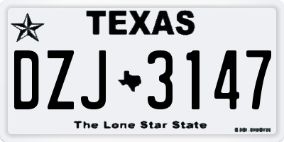 TX license plate DZJ3147