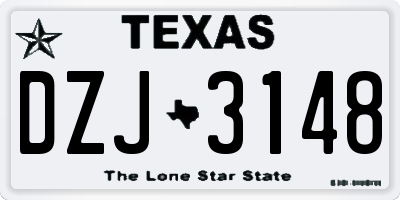TX license plate DZJ3148