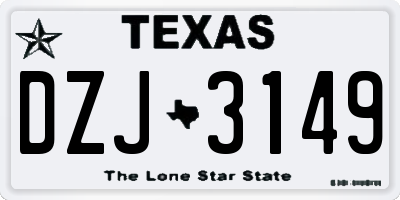 TX license plate DZJ3149