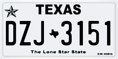 TX license plate DZJ3151