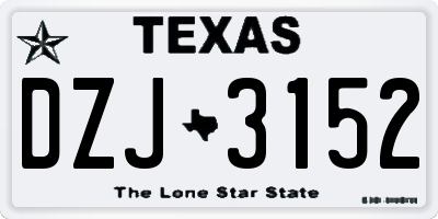 TX license plate DZJ3152