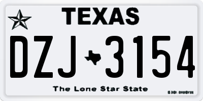 TX license plate DZJ3154