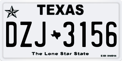 TX license plate DZJ3156