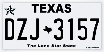 TX license plate DZJ3157