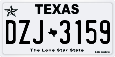 TX license plate DZJ3159