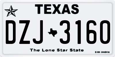 TX license plate DZJ3160