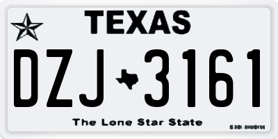 TX license plate DZJ3161