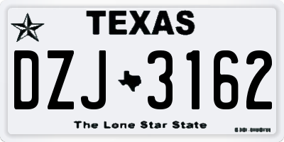 TX license plate DZJ3162