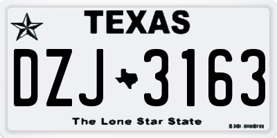 TX license plate DZJ3163