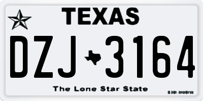 TX license plate DZJ3164