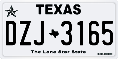 TX license plate DZJ3165