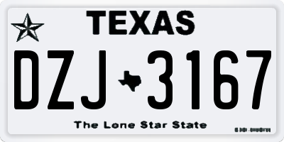 TX license plate DZJ3167