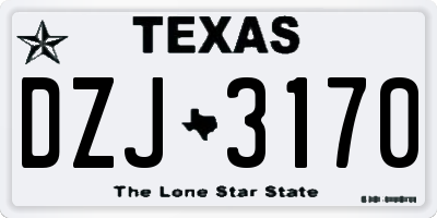 TX license plate DZJ3170