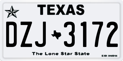 TX license plate DZJ3172