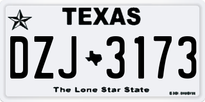 TX license plate DZJ3173