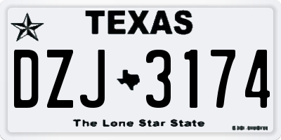 TX license plate DZJ3174