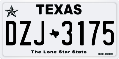TX license plate DZJ3175