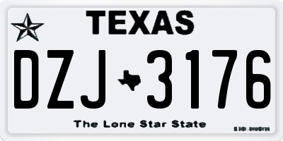TX license plate DZJ3176