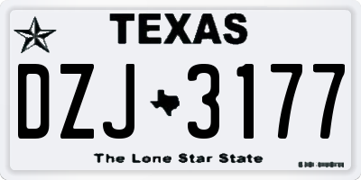 TX license plate DZJ3177