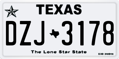 TX license plate DZJ3178