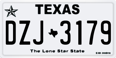 TX license plate DZJ3179