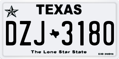 TX license plate DZJ3180