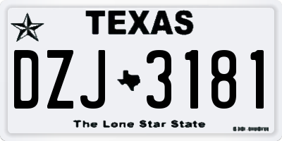 TX license plate DZJ3181