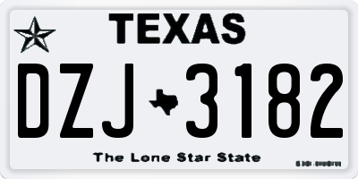 TX license plate DZJ3182