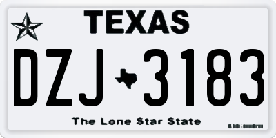 TX license plate DZJ3183