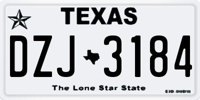 TX license plate DZJ3184
