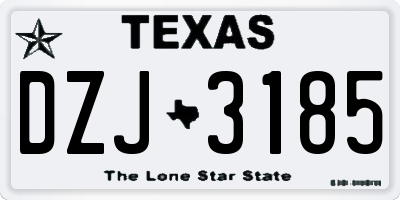 TX license plate DZJ3185