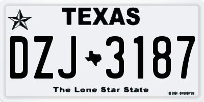TX license plate DZJ3187