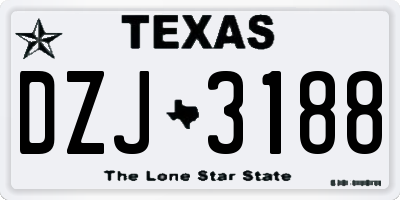 TX license plate DZJ3188
