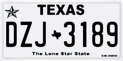 TX license plate DZJ3189