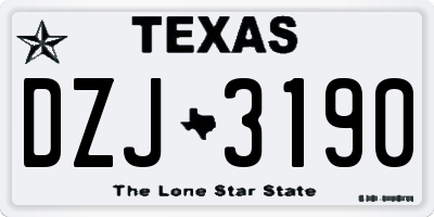 TX license plate DZJ3190